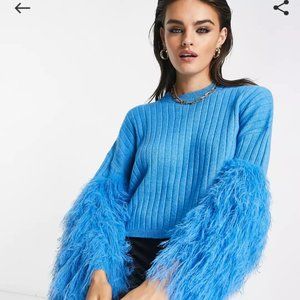 ASOS ribbed knit sweater with faux feather sleeves